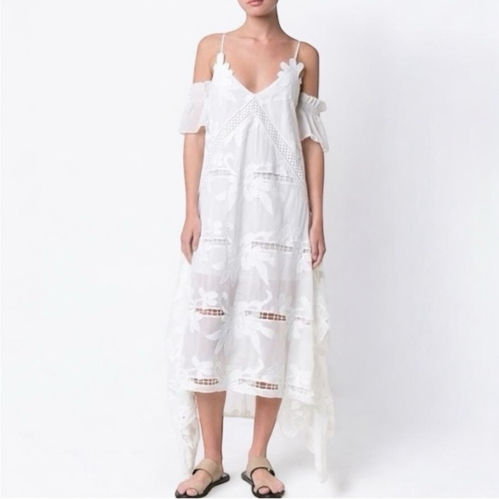 NWT Self-Portrait White Embroidered Dress. Sz 6 - Picture 3 of 11
